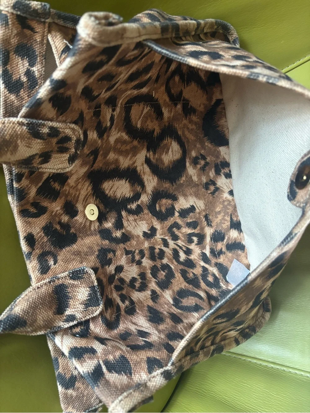 Vince Camuto Orla Leopard Print Canvas Tote Bag Caramel Brown Mini Shopper - Picture 3 of 8